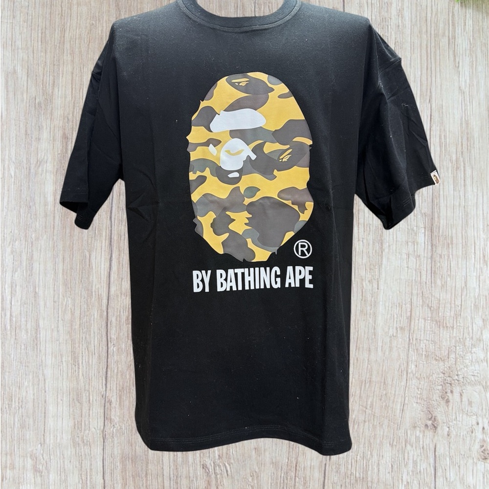 Black Tee with Yellow Camo Ape Logo